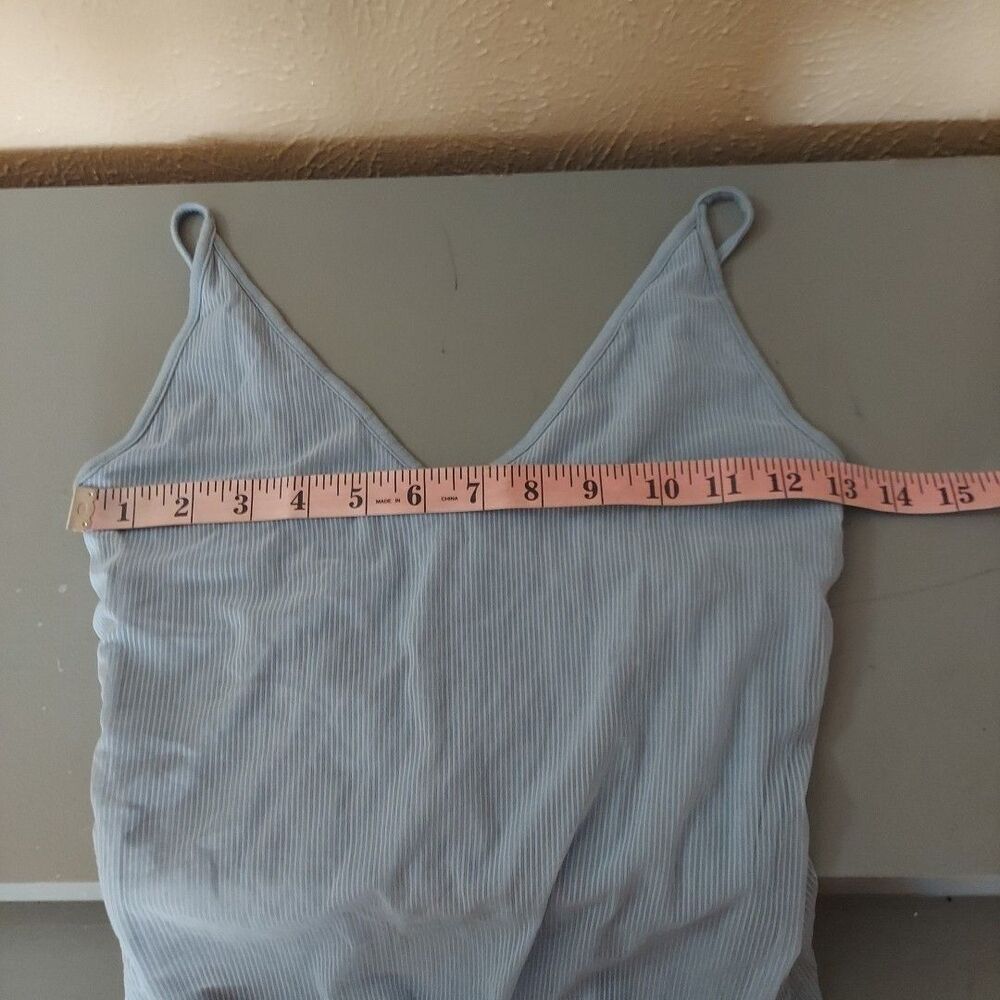 Forever 21 Light Blue Spaghetti Strap Bodycon Dress W Overlay Sz Small - Picture 7 of 10